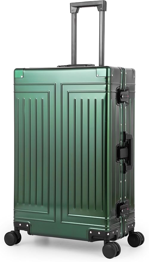 All Aluminum Magnesium Carry On Luggage，Cut from Whole Aluminum Sheet，22x14x9 Airline Approved ，（3rd Generation，Premium Magnesium Metal zipperless suitcase ） (green, 28inch) by KANGSHILU