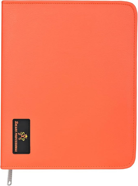 Leather Shears Case, Scissor Case, Shear Holder Holds 10 Grooming or Beauty Shears (Orange) by ShearsProfessional