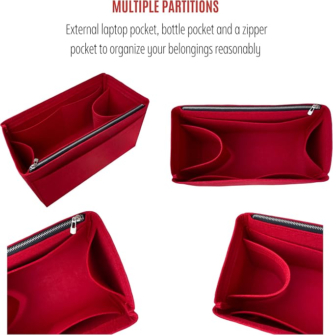 Divitize Premium Purse Organizer compatible with Ophidia Medium/Large Tote — Handmade Insert Perfect Fit, 24+ Color, Gold Zipper, Double Layered Base, Full Coverage (Medium, Lime) - Image 4