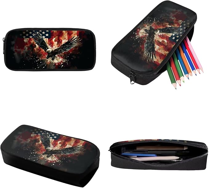 Vintage American Flag Eagle Print Backpack Set Kids Bookbag Primary School Large Daypack with Lunch Bag and Pencil Bag, Elementary Students July 4th Knapsack for Teens Girls - Image 7