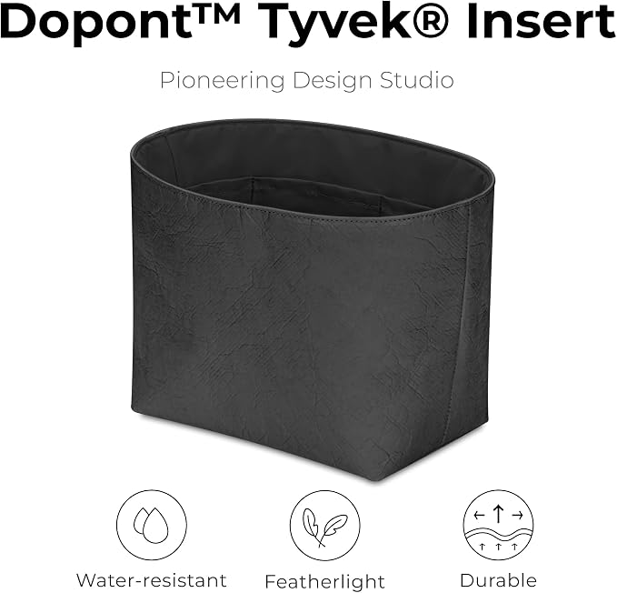 Purse Organizer Insert Compatible with LV All In BB | Handcrafted DuPont™ Tyvek®, Precision 1:1 Custom Fit, Matte Black w/ Zipper, Keep Bag Clean & Protected for Travel & Commute - Image 4