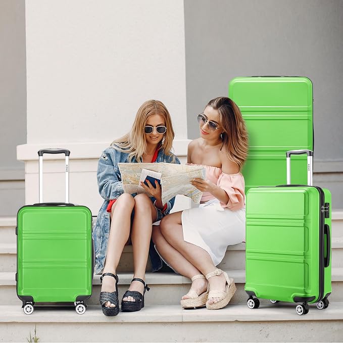 Kono 4 Piece Luggage Sets Expandable(only 28") with Spinner Wheels TSA Lock | Lightweight PC+ABS Hardside Travel Rolling Suitcases 20in 24in 28in Carry on and 12in Mini Cosmetic Case Apple Green - Image 7