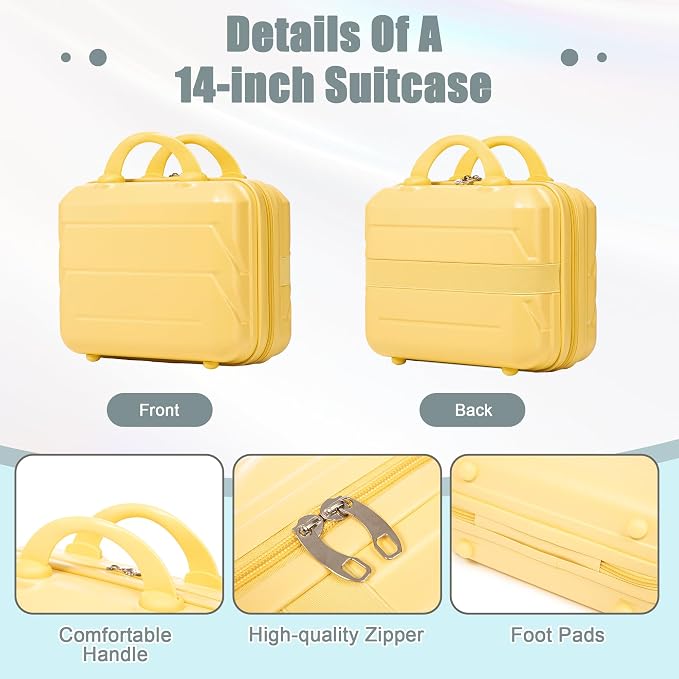 Hardshell Luggage, Lightweight Durable ABS Suitcase with Spinner Wheel, 14/20 - Image 6