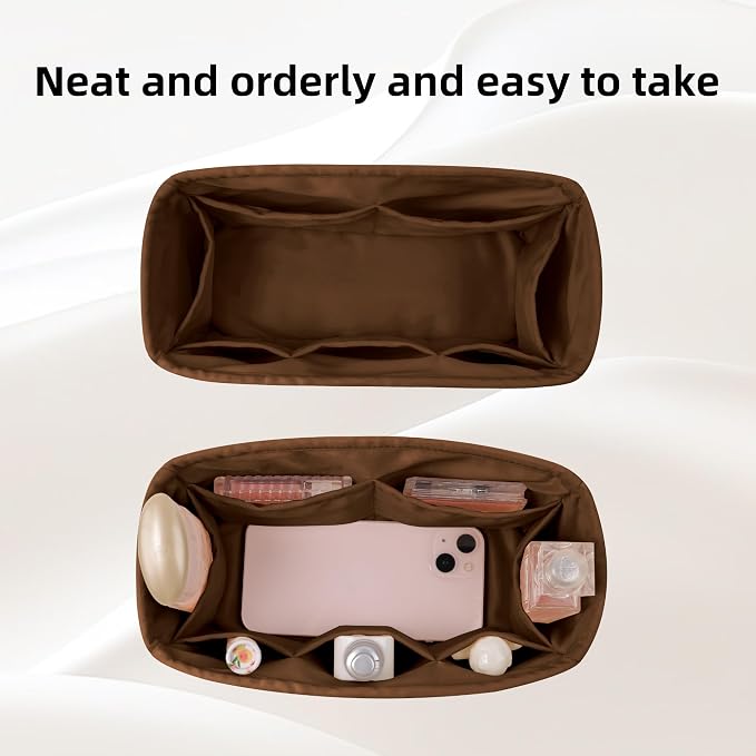 DGAZ Purse Organizer Silky Smooth,Silk,Luxury Handbag Tote in Bag Shapers, Women- Fits Birkin25/30/35/40 Bags (Gold, BK25) | Soft and Lightweight,Perfect Fit,Multi-pocket Storage,Bag Protector,Luxury Bag Care,Handmade,for Smooth Bag Organizer - Image 6