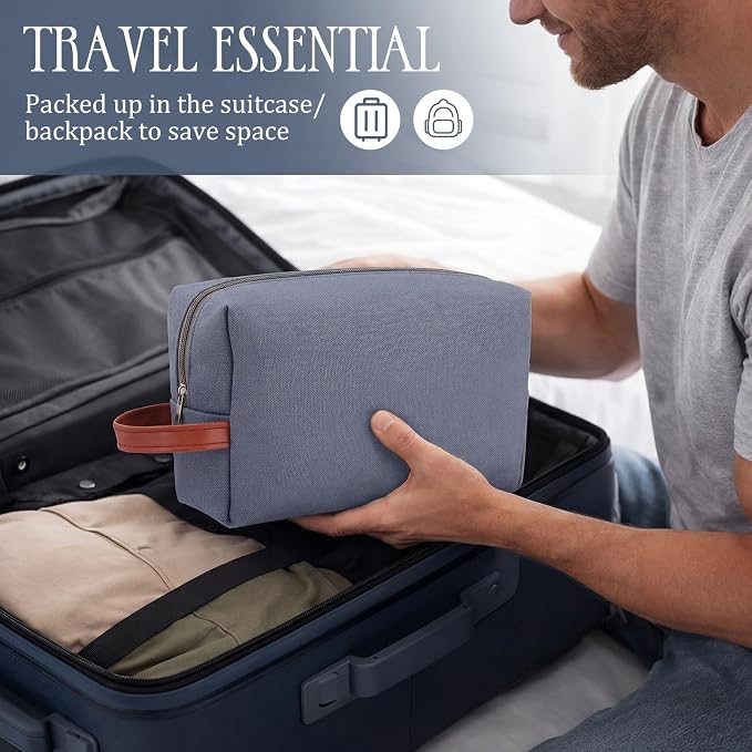 Hillban 8 Pcs Travel Toiletry Bags for Men Hanging Toiletry Bags Water Resistant Canvas Shaving Bag with Large Capacity Travel Accessories Bag for Women Men, Bathroom Shaving Kit Case(Grey) - Image 7