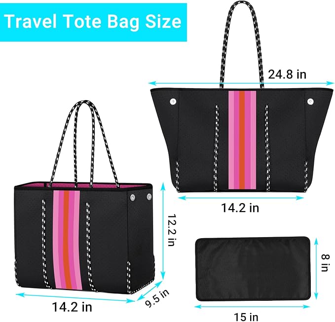 IBFUN Neoprene Bag, Large Multipurpose Beach Bag Neoprene Tote Bag with Inner Pocket for Women/Pool - Image 6