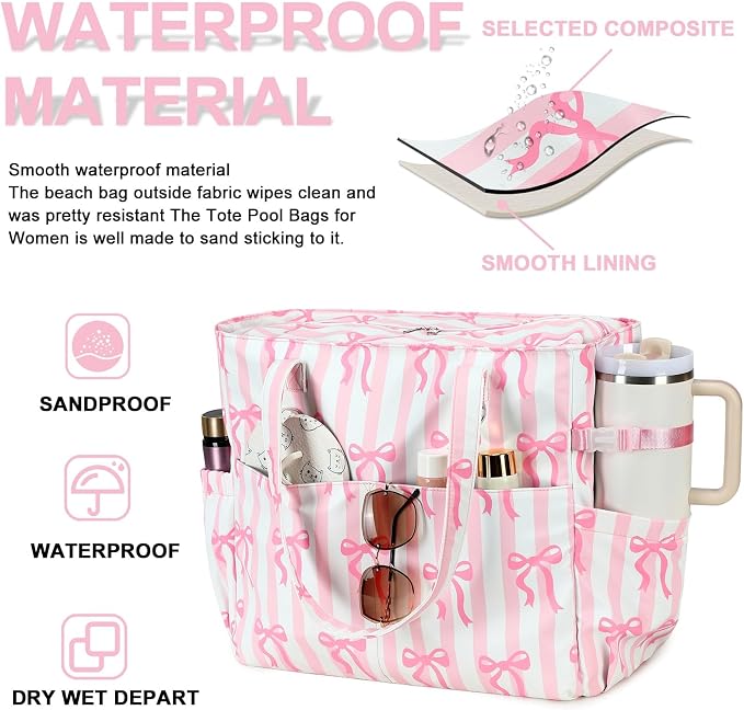 Bluboon Waterproof Beach Tote Pool Bags for Women Ladies Extra Large Carry On Bag With Wet Compartment for Weekender Travel - Image 5