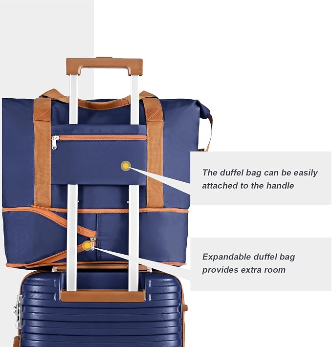 Joyway Luggage Set 3 Piece Suitcase Sets with Spinner Wheel,Hardside Expandable Travel Laggage with TSA Lock (20/24/28 Navy Brown NEW - Image 8