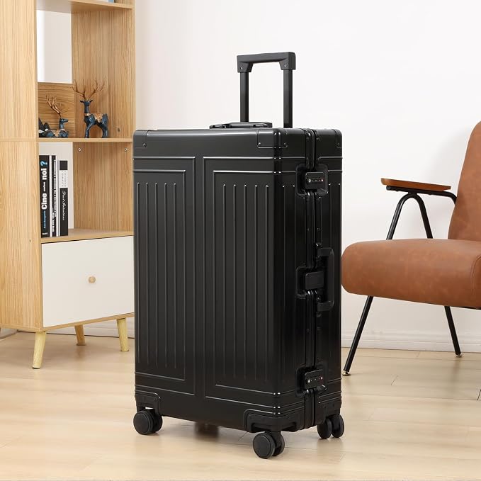 All Aluminum Magnesium 20/28 Luggage set ，Cut from Whole Aluminum Sheet，22x14x9 Airline Approved ，（3rd Generation，Premium Magnesium Metal zipperless suitcase ） (black, 20+28inch) - Image 3