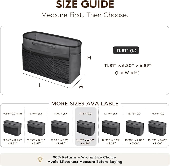 GIVLEFLY Purse Organizer Insert for Tote Bag, 11.81 Inch Satin Bag Organizer with Zipper Pocket, Multi Pocket Handbag Organizer - Image 4