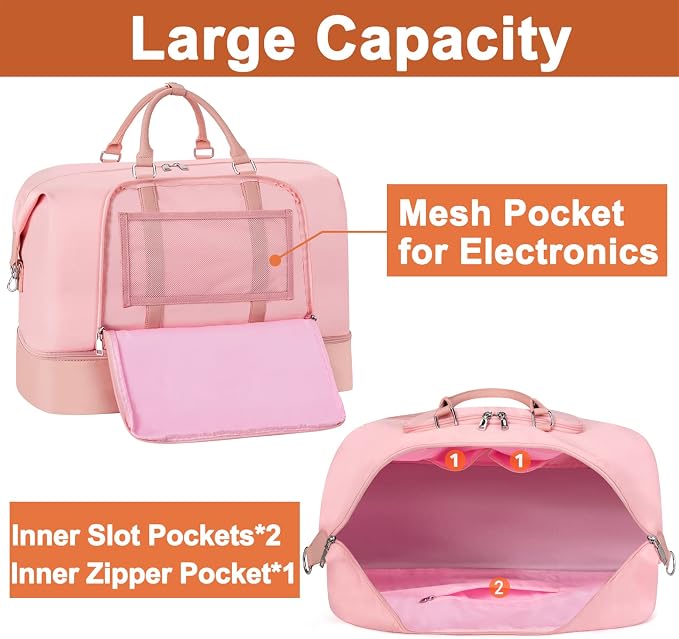 Travel Weekender Bag for Women, 21" Overnight Bag with Shoe Compartment 50L Large Travel Duffel Bag Carry On Tote for Weekend, Overnight, Business Trips, Water Resistant - Image 6