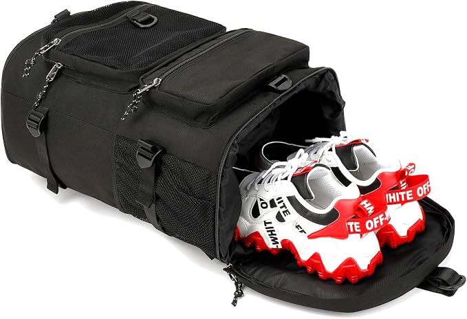Kalesi Gym Duffle Bag Backpack 4-Way Waterproof with Shoes Compartment for travel Sport Hiking laptop (Black) - Image 7