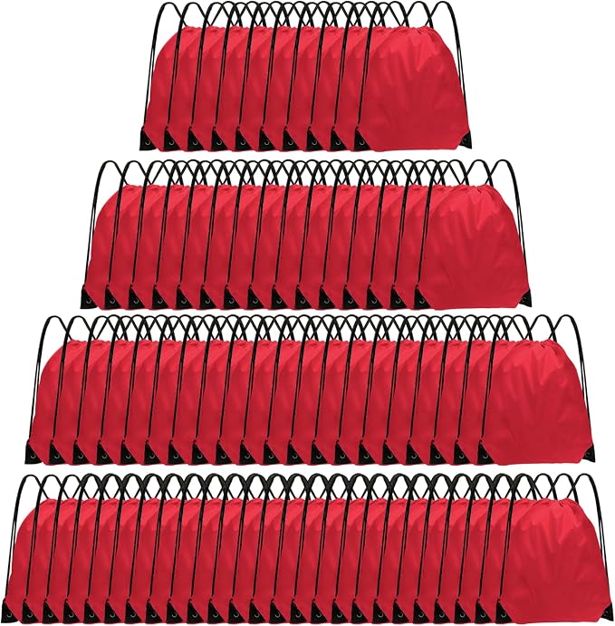 Grneric Drawstring Backpack Bulk 70Pcs String Backpack Drawstring Bags Cinch Bag Sackpack for Men Women Gym(Red) by Grneric