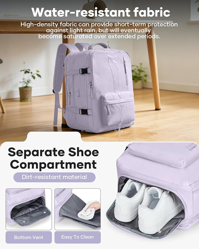 winspansy Vacuum Backpack Travel with Pump Carry on Luggage Flight Approved Essentials Personal Item Travel Bag with Vacuum System Waterproof Compression Backpack for Women Men Mochila de Viaje Purple - Image 7