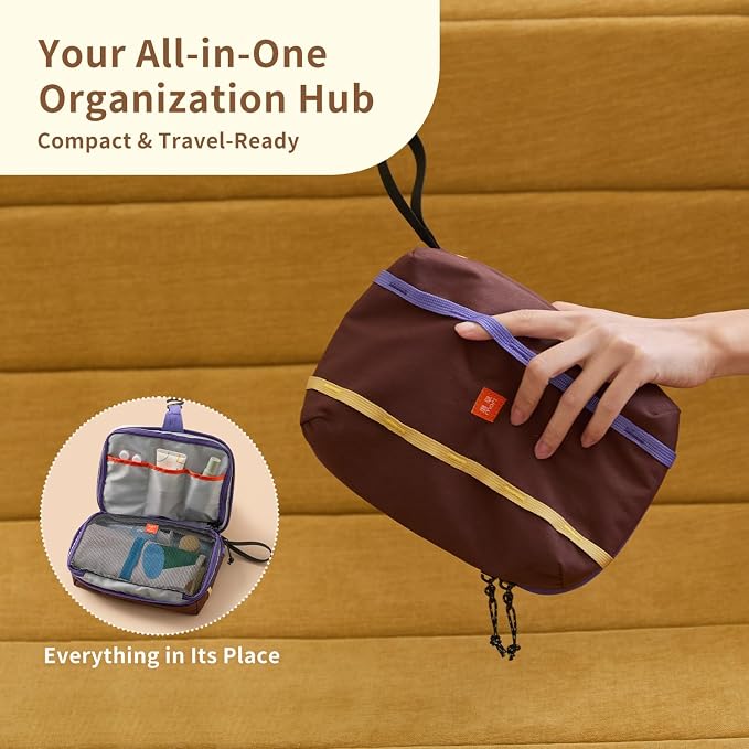 morning deer Small Toiletry Bag Travel Bag with Hanging Hook | Dry-wet Separation,Makeup Cosmetic Bag,Shaving Kit Toiletry Bag, Travel Organizer for Shampoo,Toiletries,Gym,Camping - Image 8
