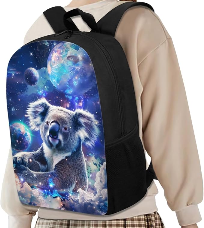 17 Inch Animal Print School Backpack And Lunch Box Set for Kids Lightweight Fantastic Galaxy Koala Backpack for Boys Girls School Bag with Insulated Lunchbox Pencil Case Student Bookbag - Image 2