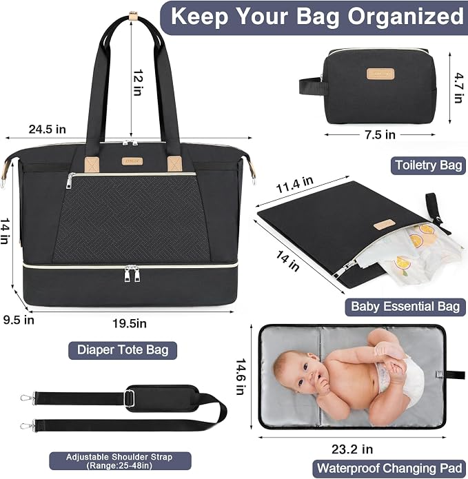 ITIEZY Diaper Bag Tote for Baby - Large Mommy Bag with Portable Changing Pad Pacifier Case, Hospital Bags Travel Baby Bag - Image 4