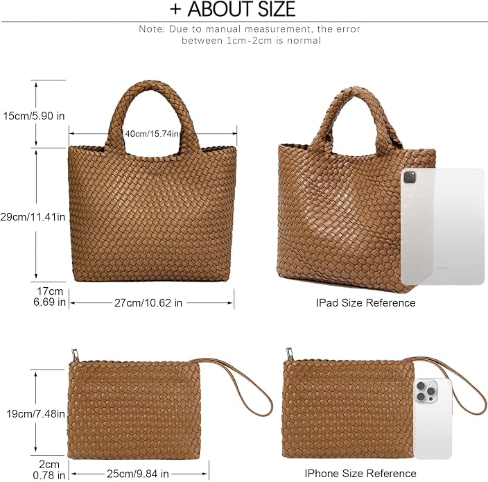 JINMANXUE Fashion Woven Bag Shopper Bag Travel Handbags and Purses Women Tote Bag Large Capacity Shoulder Bags - Image 4