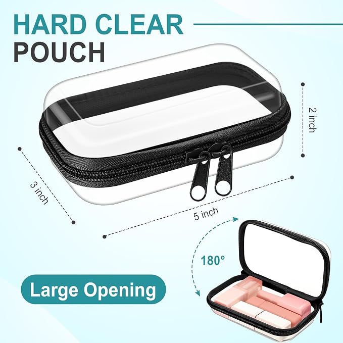 Sanwuta 6 Pcs Clear Hard Zipper Case Plastic Zipper Pouches Transparent Makeup Bag Pencil Case Pouches Toiletry Diaper Bag for Travel Toy Storage Organizer Bins(Black,5 x 3 x 2 Inch) - Image 2