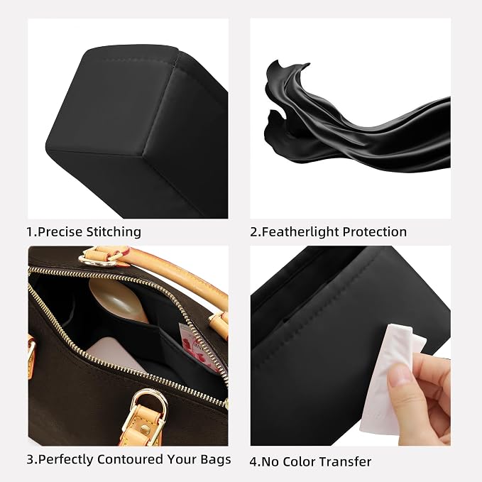 DGAZ Silk Purse Organizer Insert Fits LV Speedy 16/20/25/30/35/45 bags，Silky Smooth Bag Organizer，Luxury Handbag & Tote Shaper（Black，SP45） - Image 3