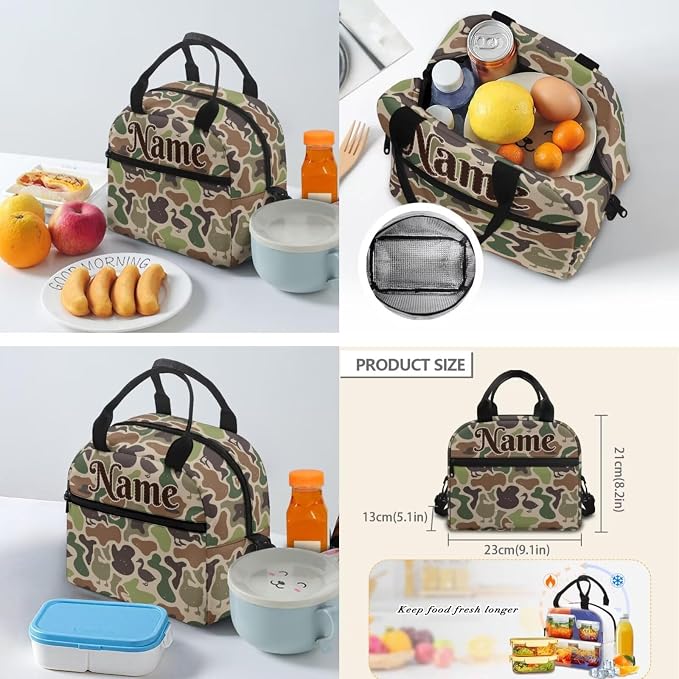 Duck Camo Custom Name 4Pcs Kids Backpack Set for School, 17 Inch | Lunch Box, Water Bottle Holder, Lightweight Durable 600D Material, Multi Pockets, for Elementary Middle School Daily Travel - Image 5