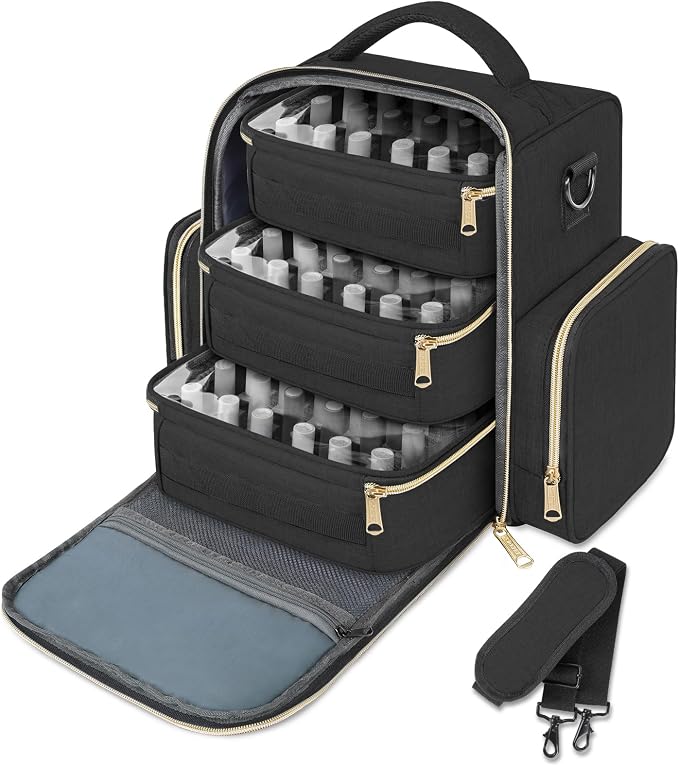 YOREPEK Nail Polish Organizer Holds Up to 72 Bottles (15ml-0.5 fl.oz) | Nail Polish Carrying Case with Zippered Pockets & 3 Removable Pouches for Manicure Tool, Supplies, Nail Lamp, Gifts for Women by YOREPEK