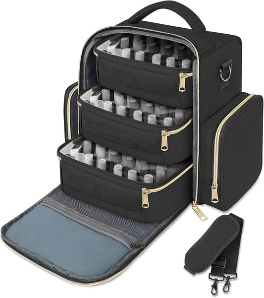 YOREPEK Nail Polish Organizer Holds Up to 72 Bottles (15ml-0.5 fl.oz) | Nail Polish Carrying Case with Zippered Pockets & 3 Removable Pouches for Manicure Tool, Supplies, Nail Lamp, Gifts for Women by YOREPEK