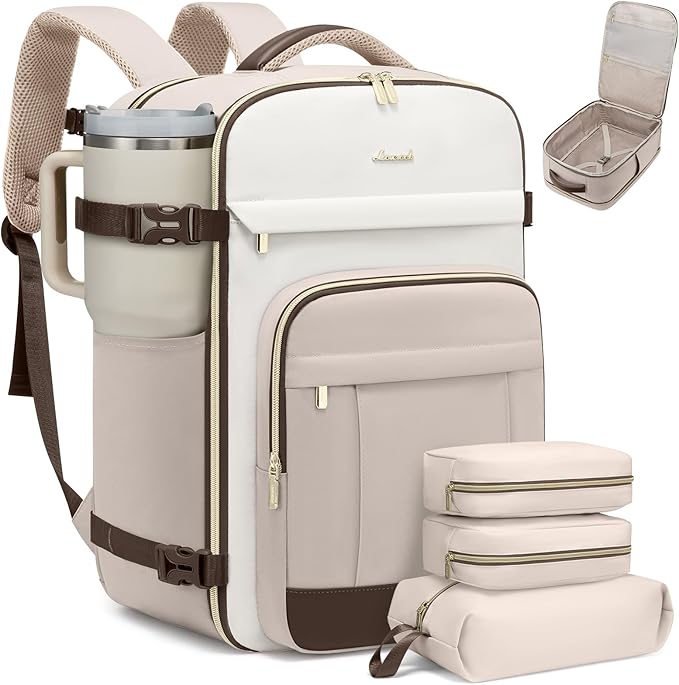 LOVEVOOK 40L Travel Backpack for Women & Men - 17.3 Inch Carry On Backpack & Personal Item Backpack for Airlines, Spacious and Durable Design, with 3 Packing Cubes by LOVEVOOK