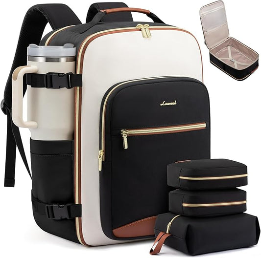 LOVEVOOK Large Travel Backpack for Women & Men, 40L Carry on Backpack for Airplanes, TSA Personal Item Travel Bag fits 17" Laptop, Waterproof Travel Essentials Airline Approved with 3 Packing Cubes by LOVEVOOK