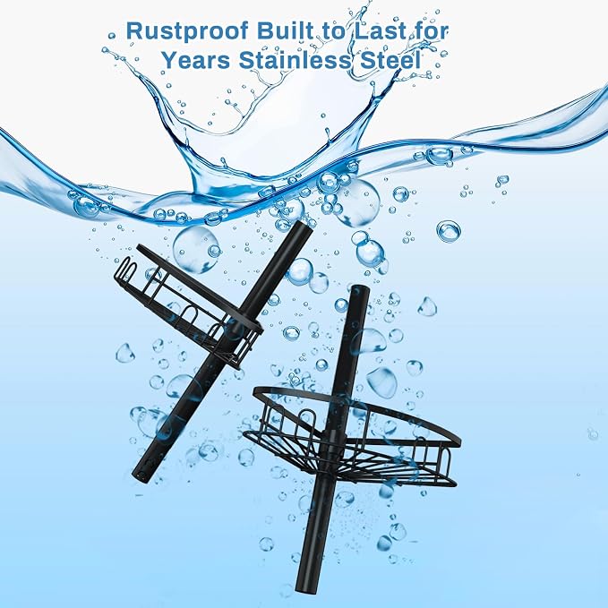 cutefafa Rustproof Corner Shower Caddy Freestanding Tension Pole, 4 Large Baskets for Bathtub Shampoo Storage Organizer Bathroom Height Adjustable Shelves from 23.6 to 114.5 Inch with Towel Bar - Image 6