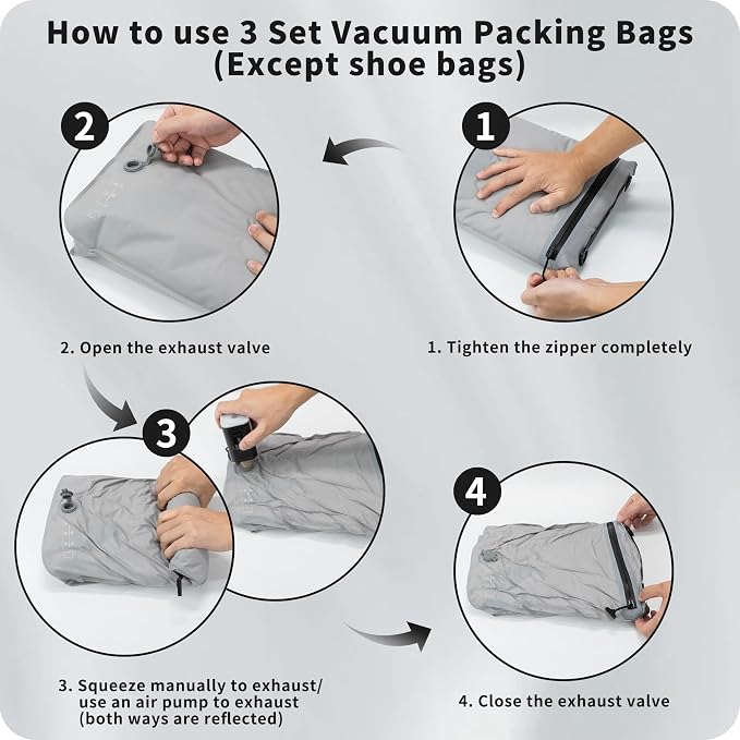Eulant 5 Set Vacuum Packing Bags for Travel,Professional IPX8 Zip Packing Organizer for Suitcases Backpack,Space Saver Bags Packing Organizers for Clothing Packing - Image 6
