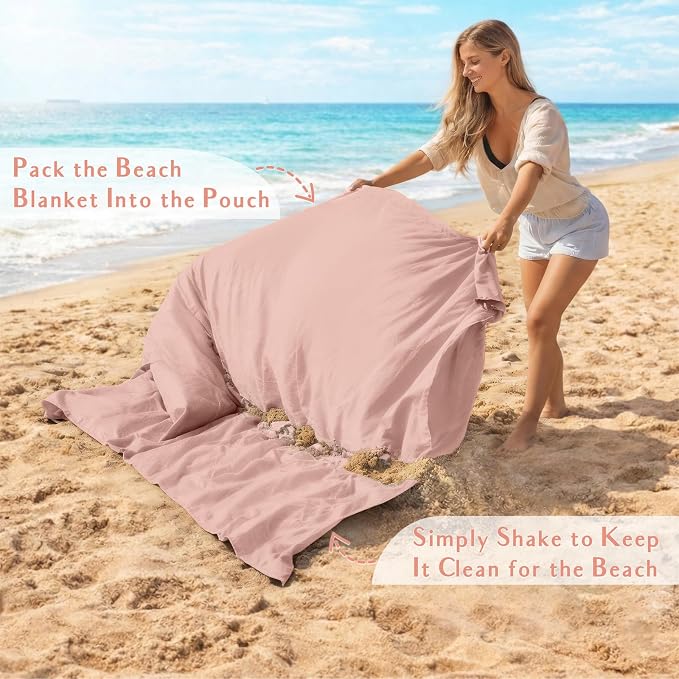 AlphaBeing Beach Blanket Waterproof Sandproof, Extra Large Beach Mat for 1–8 Adults, Oversized Picnic Blanket with 4 Stakes & Storage Bag, Essential Beach Gear for Travel - Image 4