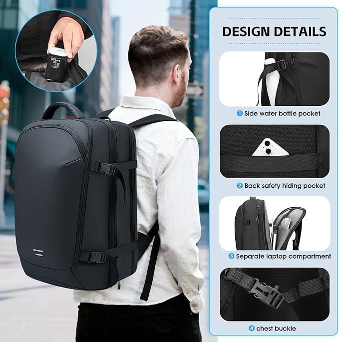 TANGCORLE Vacuum-Compressed Travel Backpack: Expandable, Airline-Approved Laptop Backpack—Unisex Business Backpack - Image 9