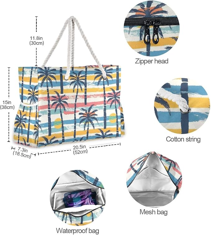senya Large Beach Bags Totes Swim Canvas Tote Shoulder Bag Water Resistant Bags for Gym Travel Daily - Image 5