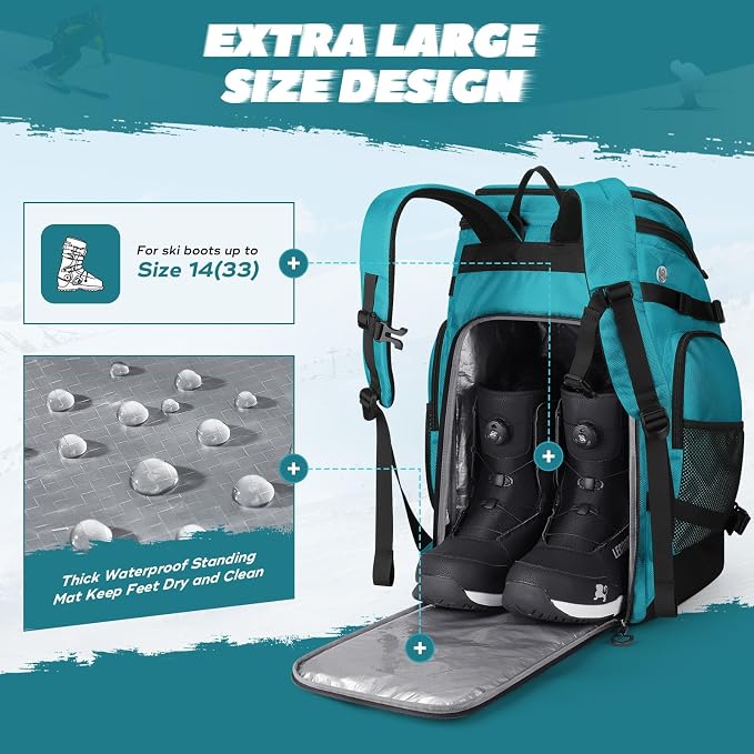 Maelstrom Ski Boot Bag,55L Large Ski Boots Travel Backpack for Men Women,Waterproof Snowboard Boot Bag for Skis Accessories - Image 2