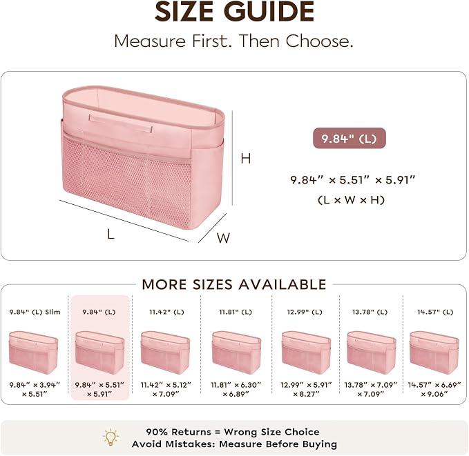 GIVLEFLY Purse Organizer Insert for Tote Bag, 9.84 Inch Satin Bag Organizer, Multi Pocket Handbag Organizer for Everyday Totes - Image 4