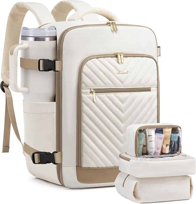 LOVEVOOK Travel Backpack For Women,40L Carry On Backpack Flight Approved,TSA Personal Item Travel Bag Fits 17 Inch Laptop,Business Weekender Overnight Daypack with Toiletry Bag and 2 Packing Cubes by LOVEVOOK