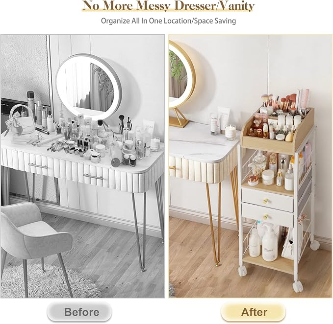 Makeup Organizer, Floor Skincare Organizers, Make Up Organizers and Storage with Drawers, Vanity Organizer Cosmetics Display Cases Holder for Skin Care Nail Polish Perfume Makeup brush Hair Tool - Image 4