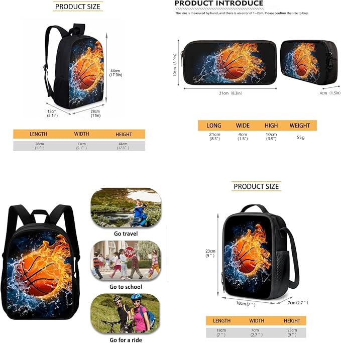 AFPANQZ Kids Backpack 3 Pieces Set Large Capacity School Bags with Heat Insulated Lunch Bags Small Pencil Bags 3 Pack - Image 5