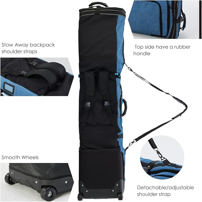 XCMAN Roller Snowboard Bag with Wheels Adjustable Length… - Image 4