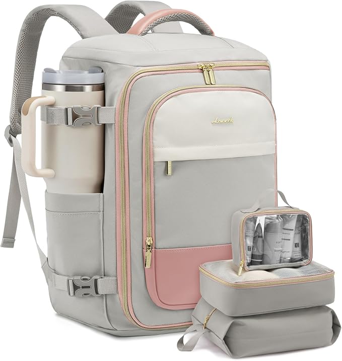 LOVEVOOK Travel Backpack for Women/Men, Personal Item Bag with 3 Packing Cubes Fits 17" Laptop, 50L Travel Backpack Carry on Flight Approved, Water-resistant Carry On Bag for Airplanes by LOVEVOOK