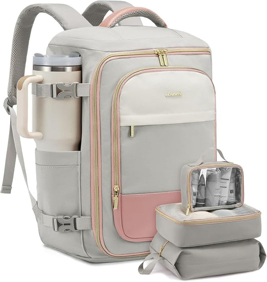LOVEVOOK Travel Backpack for Women/Men, Personal Item Bag with 3 Packing Cubes Fits 17" Laptop, 50L Travel Backpack Carry on Flight Approved, Water-resistant Carry On Bag for Airplanes by LOVEVOOK