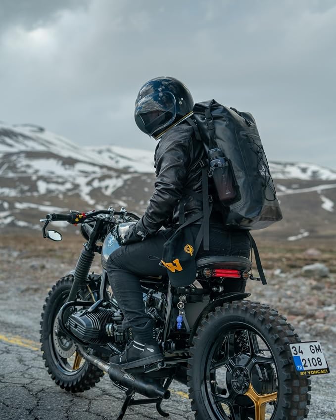 Grapelet Motorcycle Sissy Bar Bag Waterproof Motorcycle Backpack Tail Bag Travel Saddlebags 35L Duffle Bags PVC 500D Waterproof Dry Bags - Black - Image 2