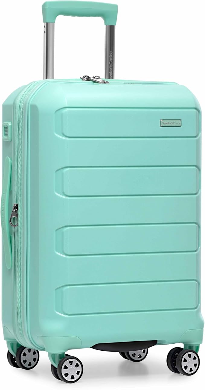 Traveler's Choice Pagosa Hardshell Expandable Luggage with Spinner Wheels, Mint, 22-Inch Carry-on by TravelersChoice