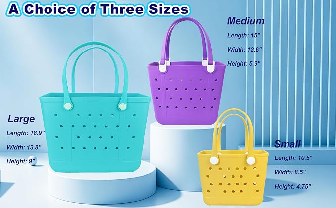 Rubber Beach Bag for Women, Waterproof Travel Tote Bags for Beach | Waterproof Sand-proof Tote Bags with Zipper Pocket, Durable Lightweigh Tote Bag for Outdoor - Image 4