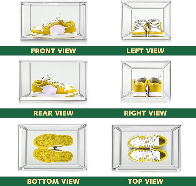 3 Pack X-Large Acrylic Shoe Display Case Size 14 Clear Stackable Handbag Organizer Sneaker Storage Box Shoe Contianers with Magnetic Door Purse Organizer for Closet - Image 4