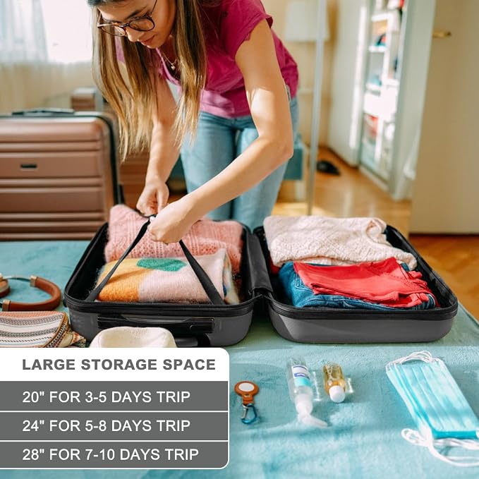Kono 28 Inch Luggage Expandable Suitcase with Spinner Wheels TSA Lock | Lightweight PC+ABS Hardside Large Checked Luggage Durable Rolling Suitcase Grey - Image 5