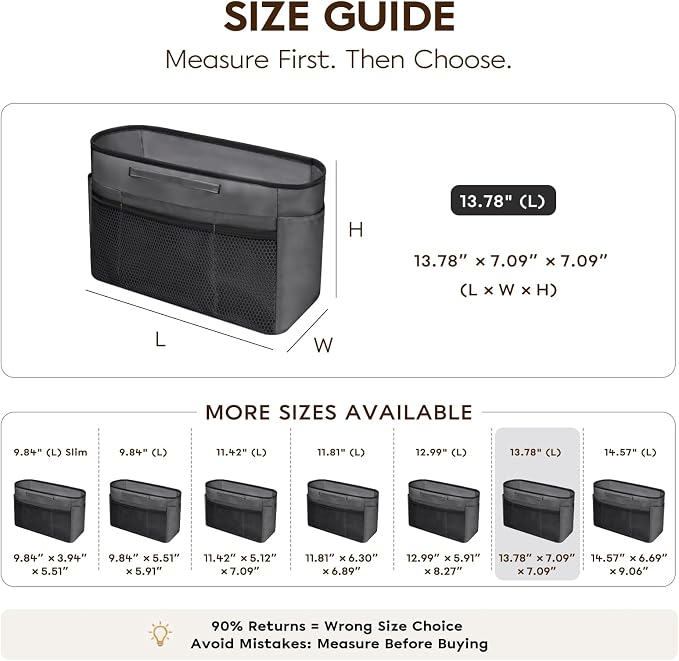 GIVLEFLY Purse Organizer Insert for Tote Bag, 13.78 Inch Satin Bag Organizer with Zipper Pocket, Multi Pocket Handbag Organizer - Image 4