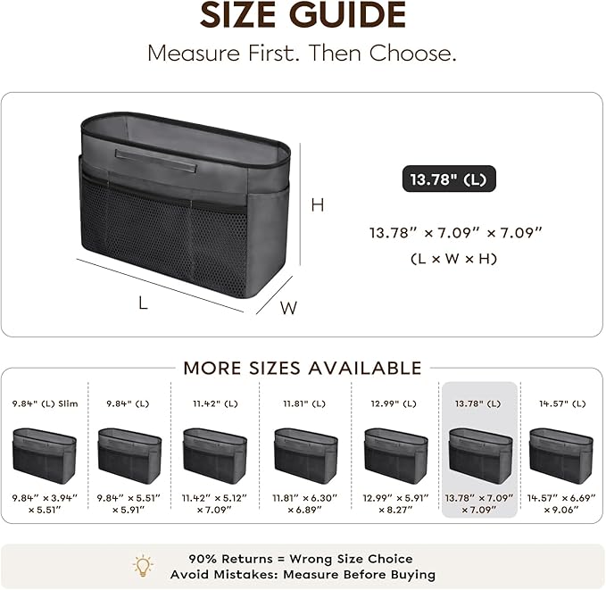 GIVLEFLY Purse Organizer Insert for Tote Bag, 13.78 Inch Satin Bag Organizer, Multi Pocket Handbag Organizer for Everyday Totes - Image 4