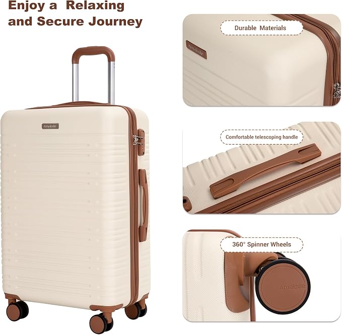 Amalodie Luggage Sets 5 Piece Suitcases with Double Spinner Wheel,Suitcase Set ABS Hard Case Luggage with TSA Lock and Durable Waterproof Travel Luggage - Image 9